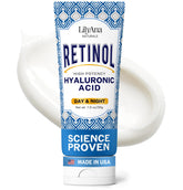 LilyAna Naturals anti-aging retinol face cream bottle showing smoothing, firming effect