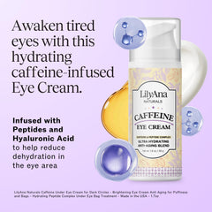 LilyAna Naturals eye cream texture swatch highlights lightweight, non-greasy hydration under eyes.