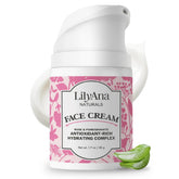 LilyAna Naturals face and neck moisturizer jar closeup shows rich hydration for skin