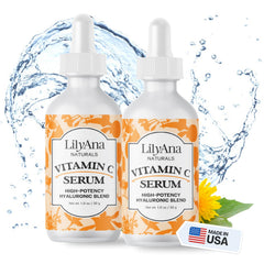 LilyAna Naturals Vitamin C Serum bottle promoting radiant skin.