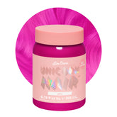 Lime Crime Juicy unicorn hair dye bottle front shows vibrant color payoff for bold looks.