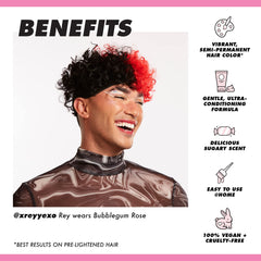 Lime Crime Unicorn Hair Dye Bubblegum Rose application swirl demonstrates easy DIY coloring