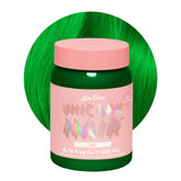 Lime Crime Unicorn Hair Dye Jello tropical green bottle pour showcases bold at-home color payoff.