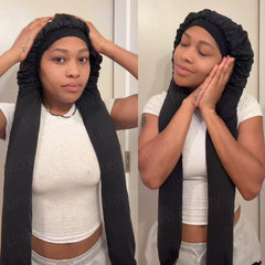 Limited Beauty bonnet sleeping long braids inside view highlights breathable fabric reducing friction