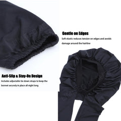 Limited Beauty bonnet sleeping long braids side view demonstrates UV shielding for daytime protection