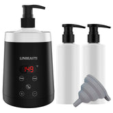 LINBEAUTI massage oil warmer bottle front shows stylish black design ideal for spa sessions.