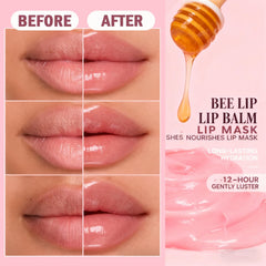Lingyun Bee Lip Balm Honey Pot Cherry keeps lips moisturized with a subtle sheen.