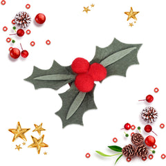 LINLULU Christmas Holly Hair Clip berry closeup highlights festive charm for girls and holiday photos.