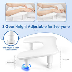 LIONVISON manicure arm rest with adjustable rear bracket offers balanced support during sessions.