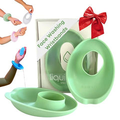 LiquiBands wristband sage green closeup reduces sleeve drips during face washing
