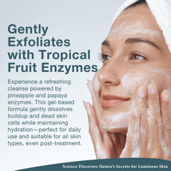 Lira Clinical BIO Enzyme Cleanser foaming action emulsifies with water for thorough yet gentle cleansing.