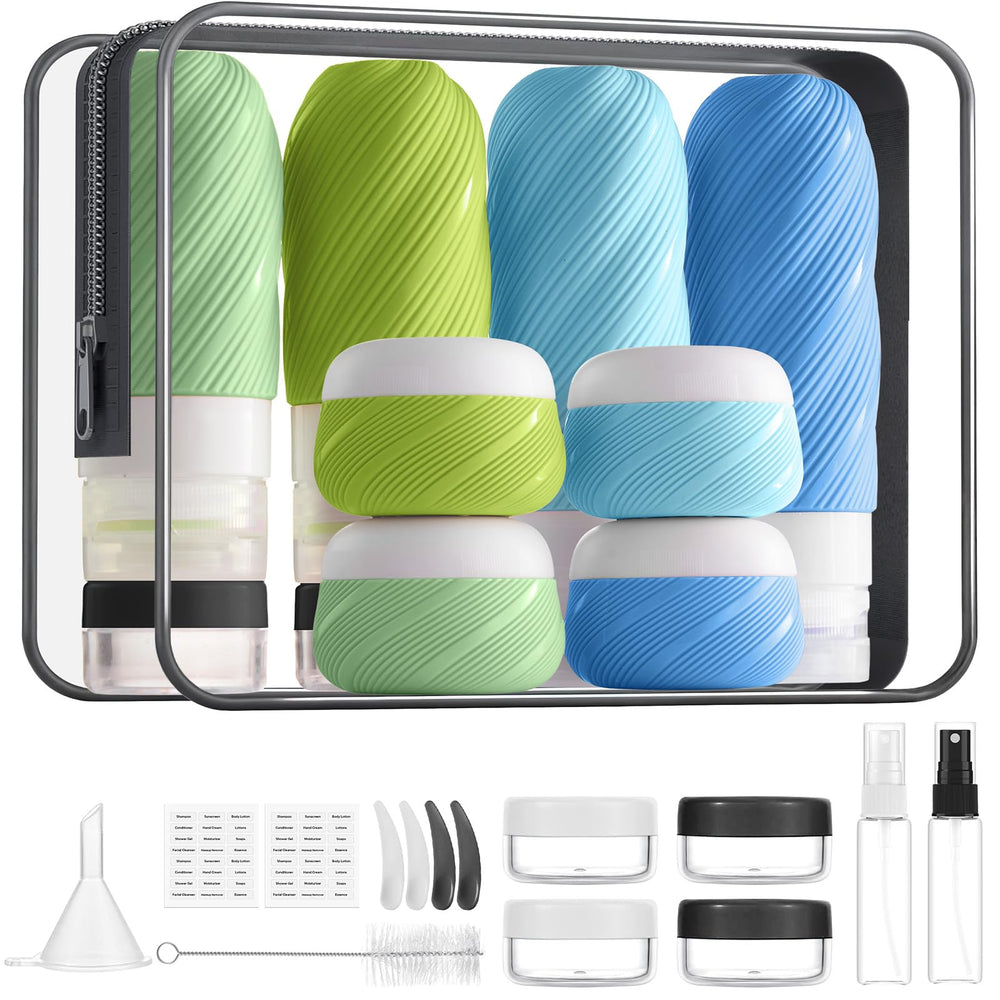 LitBear 23-pack travel bottles set with silicone bottles for easy refills on the go.