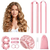 LitBear heatless-curls-overnight-setup demonstrates damage-free waves from the included bonnet.
