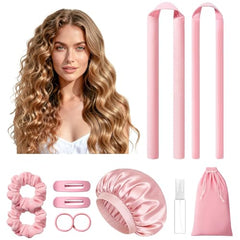 LitBear heatless-curls-overnight-setup demonstrates damage-free waves from the included bonnet.