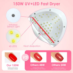 Liteland UV nail lamp with 45 LED beads delivers even, efficient gel polish curing.