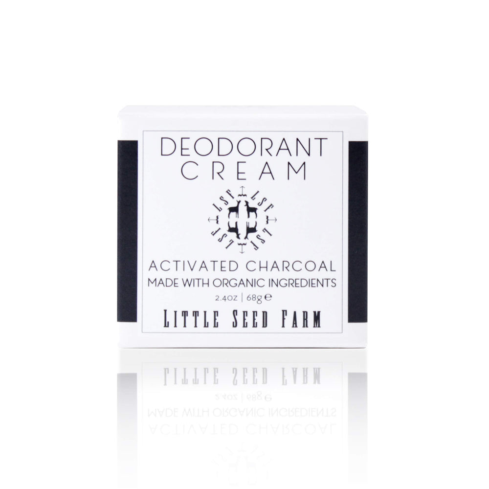 Little Seed Farm deodorant cream with charcoal jar for odor control.
