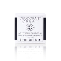 Little Seed Farm deodorant cream with charcoal jar for odor control.