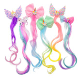 Little World unicorn bow clip with gradient colors adds playful ponytails for daily outfits.