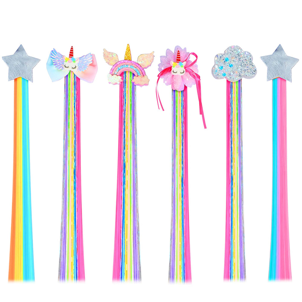 Pinzas Little World unicornio arcoiris, ideales para peinados divertidos y fáciles de crear.