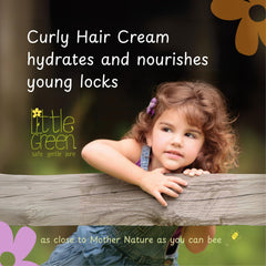 Little Green Kids Curly Hair Cream in hands for easy, even application