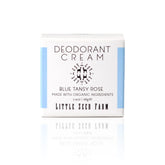 Little Seed Farm blue tansy rose deodorant jar showing creamy natural formula.