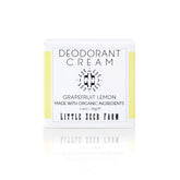 Little Seed Farm grapefruit lemon deodorant jar shows aluminum-free formula for sensitive skin