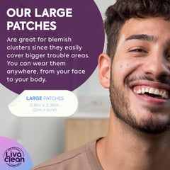 LivaClean patch on forehead; targeting breakouts with flexible fit