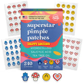 LivaClean Superstar Trippy patches packaging shows 240-count kit for overnight blemish care