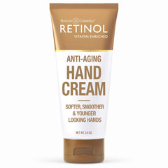 LIVAURA Retinol hand cream bottle highlights anti-aging hydration for dry hands.