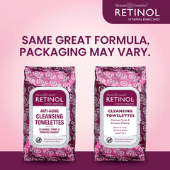LIVAURA retinol cleansing towelettes in hand for quick makeup removal and hydration