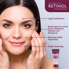 Vitamin E-rich beads visible in LIVAURA Retinol Gel Cleanser close-up for nourishment.
