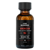 Live Bearded beard oil bottle 1oz shows premium natural jojoba for dry skin.