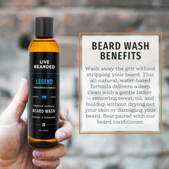 Live Bearded Legend Scent sandalwood vanilla visual with refined grooming cues.