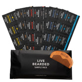 Live Bearded sample-pack beard oil bottle for nourished, scented beard care.