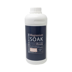 Living the Good Life Naturally magnesium soak bottle front for calm, at-home relaxation.