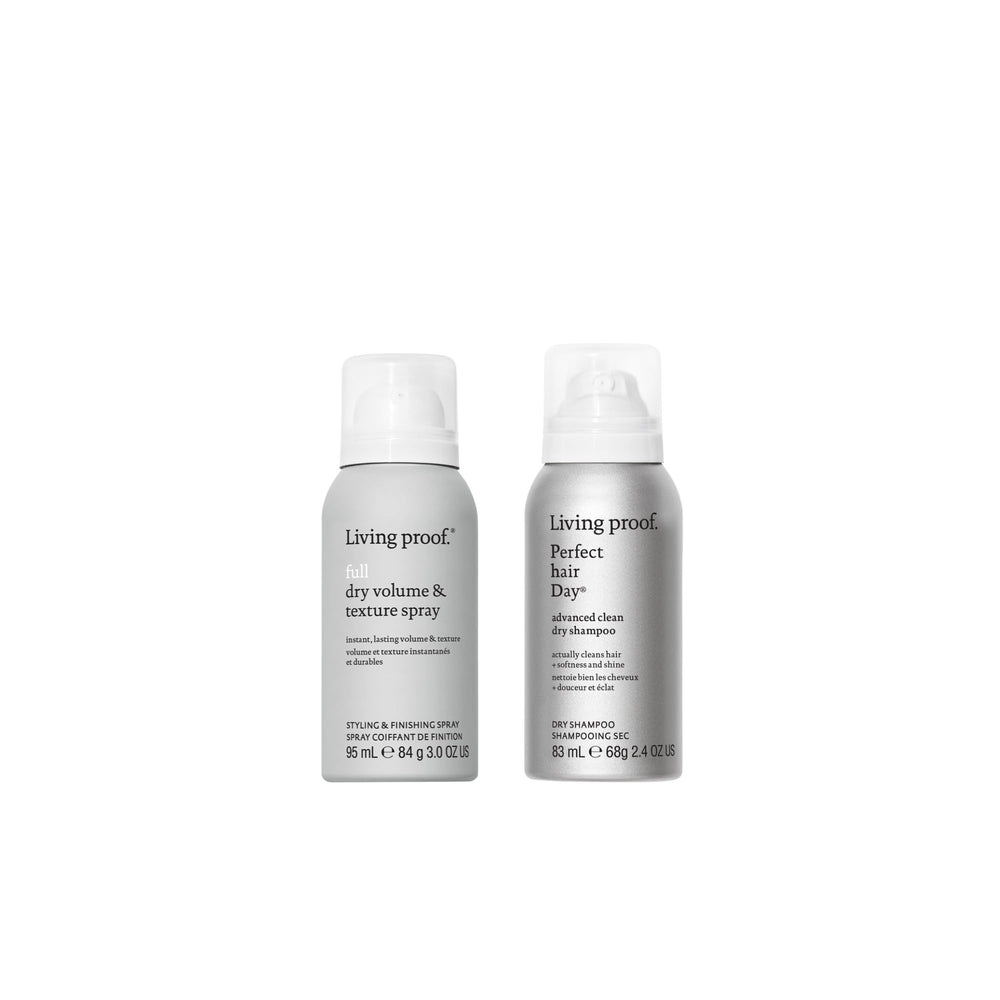 Living Proof Advanced Clean Dry Shampoo travel bottle for quick refresh and shine boost