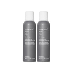 Living proof dry shampoo bottle front promotes a refreshed look between washes.