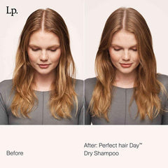 Living Proof dry shampoo texture swatch conveys a clean feel and time-release scent