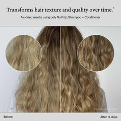 Living Proof No Frizz Shampoo lather close-up shows rich foam and cleansing action.
