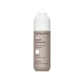 Living Proof No Frizz Smooth Styling Spray bottle demonstrates lightweight frizz control for fine hair.