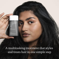 Living Proof Perfect Hair Day texture closeup highlights a smooth, polished finish.