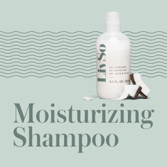 LivSo Moisturizing Scalp Shampoo ingredients close-up highlights coconut oil and glycolic acid for gentle exfoliation