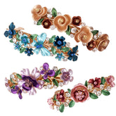 Lizzie Kay pink floral barrette with rhinestones for elegant formal updos