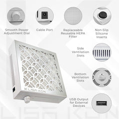 LK Lisa Kon nail dust collector side profile shows compact footprint ideal for small studios