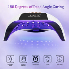LKE lamp interior with 57 bulbs for even drying across nails