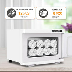 LKT COBTAC warmer loaded with large towels for quick spa session prep.