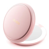 Llano compact mirror pink cover showcases portable travel touch-up design.