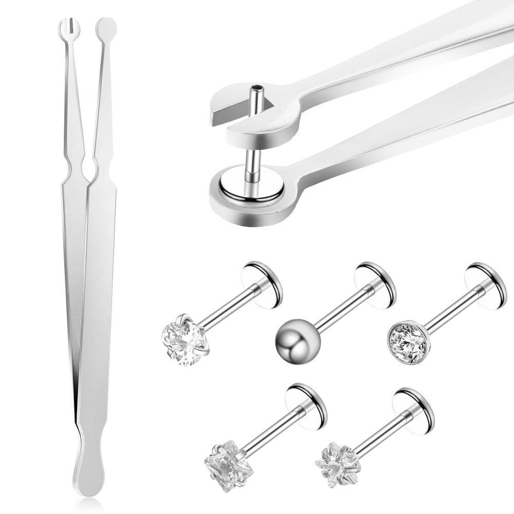 LLOUSSAK piercing clamps stainless steel closeup for durable, hygienic jewelry changes