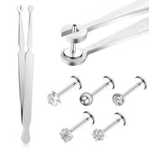 LLOUSSAK piercing clamps stainless steel closeup for durable, hygienic jewelry changes