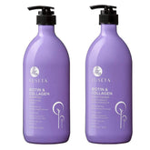 L LUSETA biotin-collagen shampoo bottle shows thickening action for fuller hair
